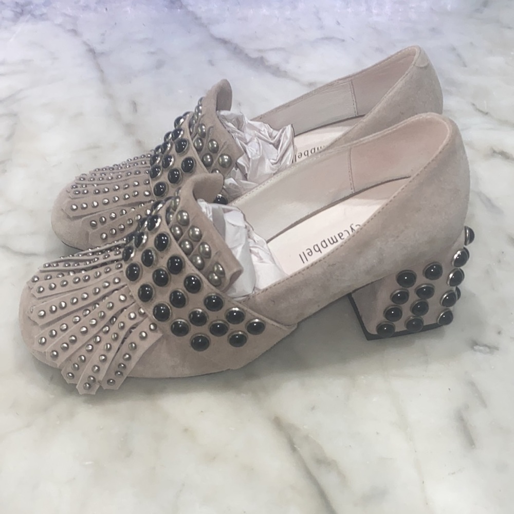 Jeffery Campbell Suede Studded Embellished Chunk Heel Mule - Picture 4 of 16